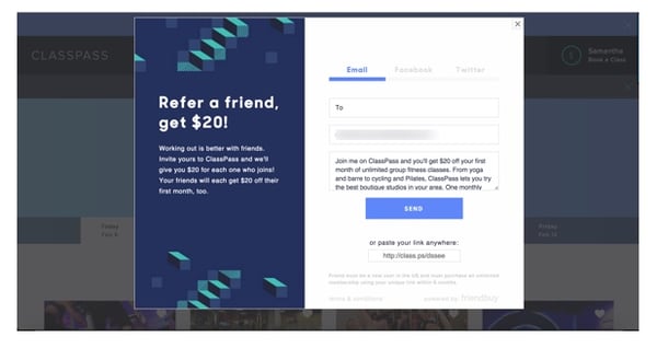 Referral Marketing Tactics of the Best Brands - ClassPass - CTA