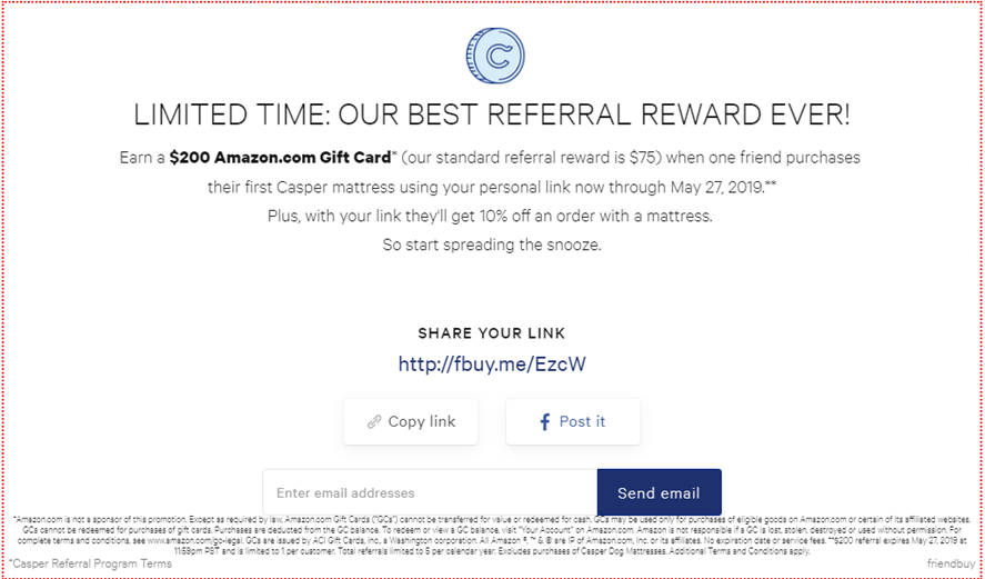 casper paid loyalty programs 