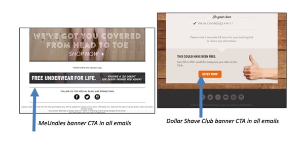 Referral Marketing Tactics of the Best Brands - Email - MeUndies and Dollar Shave Club