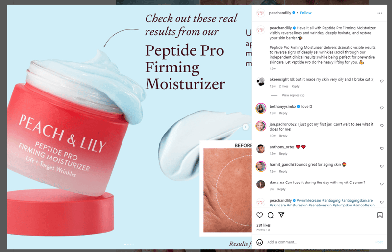 peachandlily hero products on instagram