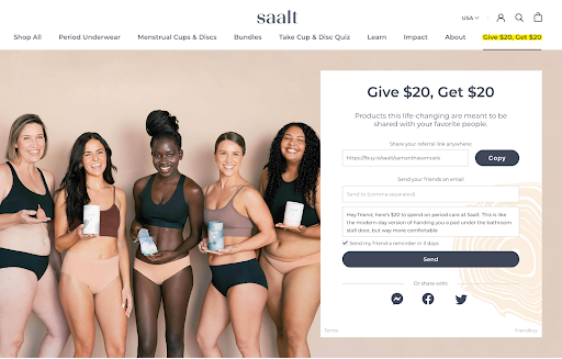 Saalt referral landing page