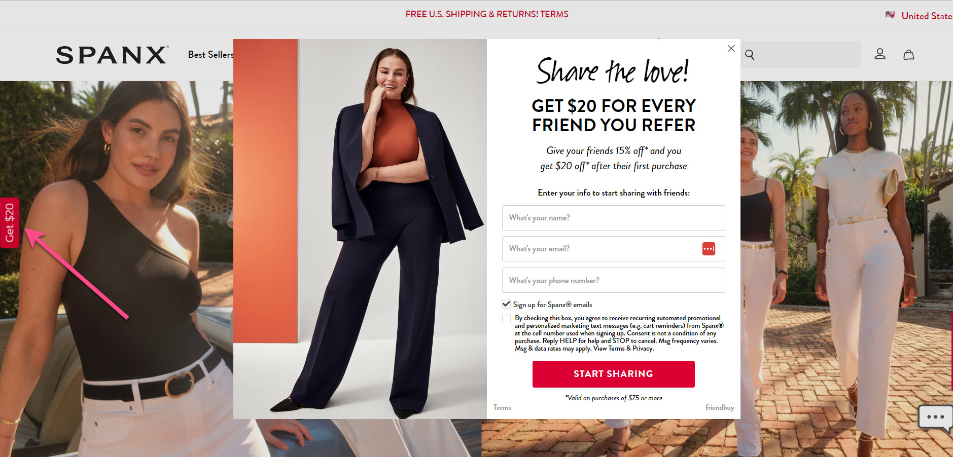 spanx website ribbon